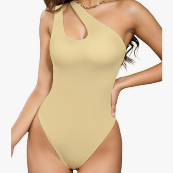 One Shoulder Cutout Front Backless Sleeveless Going Out Bodysuit - Picture 1 of 9